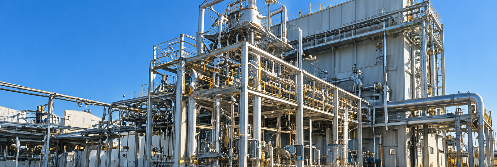 Industrial facility with structural piping and equipment